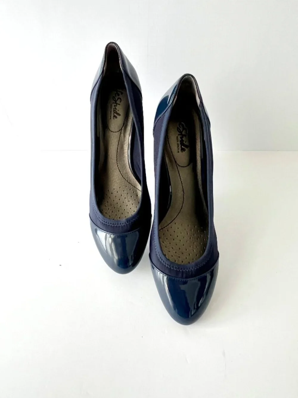 LifeStride Juliana Stretch Cap Toe Wedge Pump, Lux Navy Blue, Size 9, EC